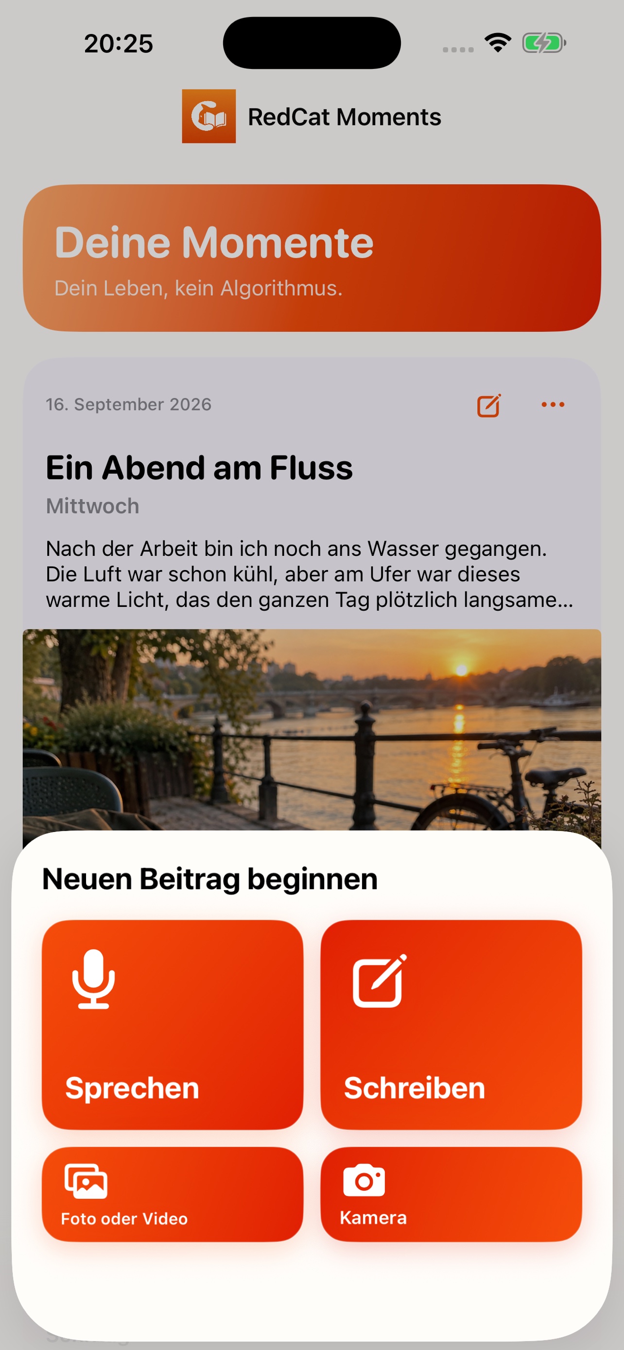 RedCat Moments: Auswahl für Sprache, Text, Foto und Video